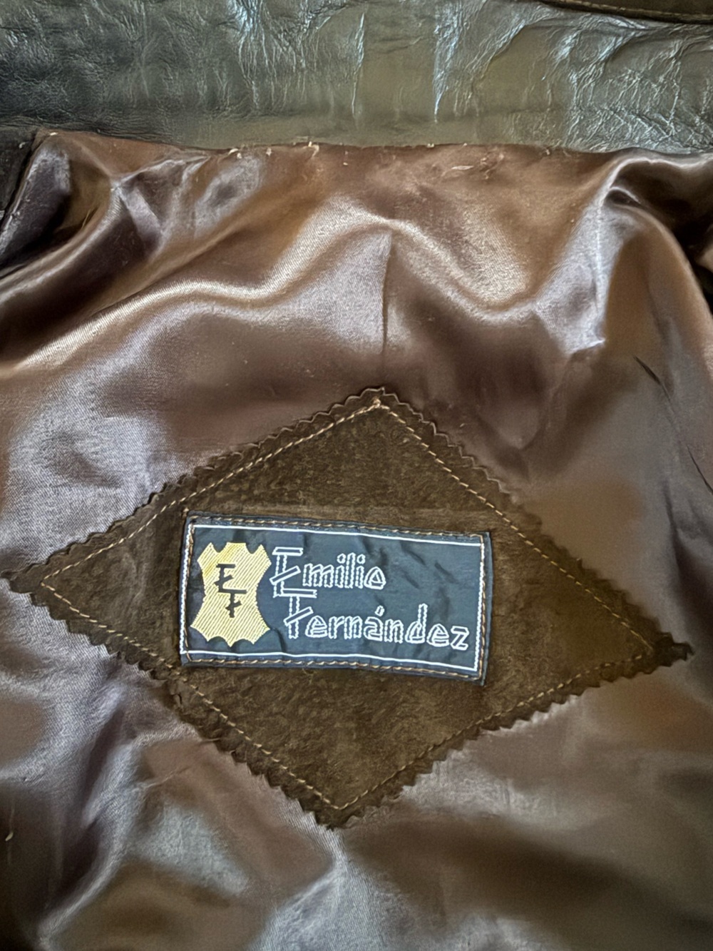 Vintage brown suede leather long line coat jacket with hood fur trim 40 / medium - Picture 4 of 12